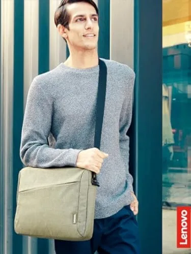 Lenovo ▫️ Mala Casual T210 de 16”, mala fina com alça de ombro, tecido resistente à chuva, bolsos organizados para acessórios e documentos – Verde 2