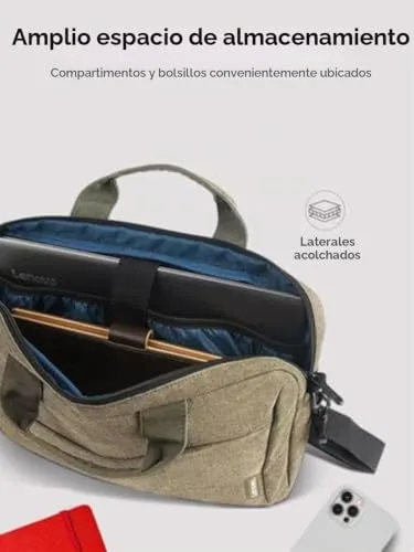 Lenovo ▫️ Mala Casual T210 de 16”, mala fina com alça de ombro, tecido resistente à chuva, bolsos organizados para acessórios e documentos – Verde 7