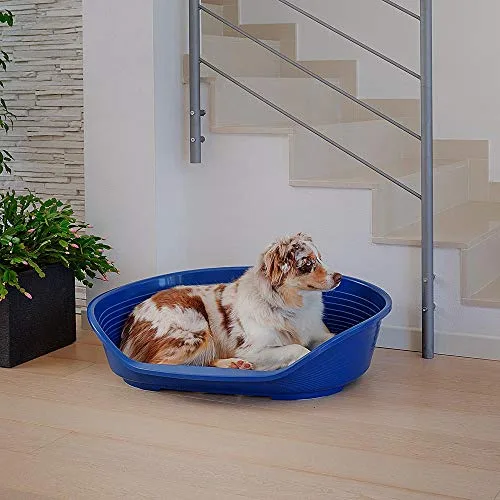 Ferplast ▫️ Cama para cães e gatos - Cama para cães de tamanho médio - 100% plástico reciclado - Cesto para cães - respirável e antiderrapante - Siesta Deluxe, 74 x 48 x h 25 cm, AZUL 2