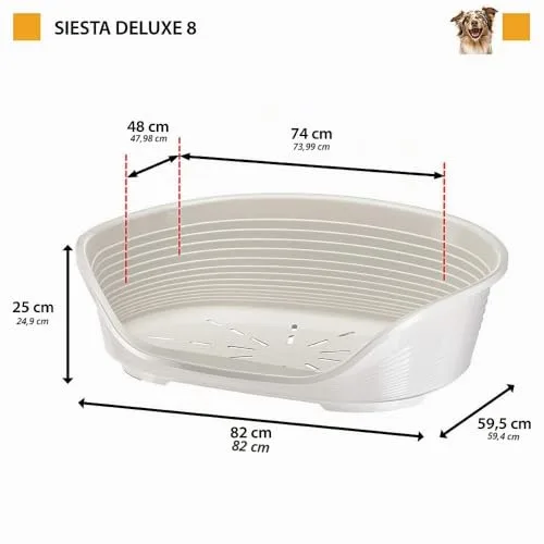 Ferplast ▫️ Cama para cães e gatos - Cama para cães de tamanho médio - 100% plástico reciclado - Cesto para cães - respirável e antiderrapante - Siesta Deluxe, 74 x 48 x h 25 cm, AZUL 3