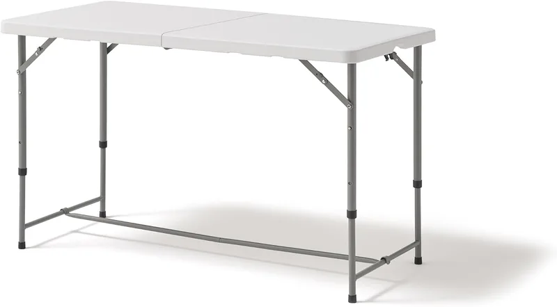 KG KITGARDEN ▫️ Mesa dobrável portátil multifuncional, 122 x 60 x 58/74/90 cm, Branco