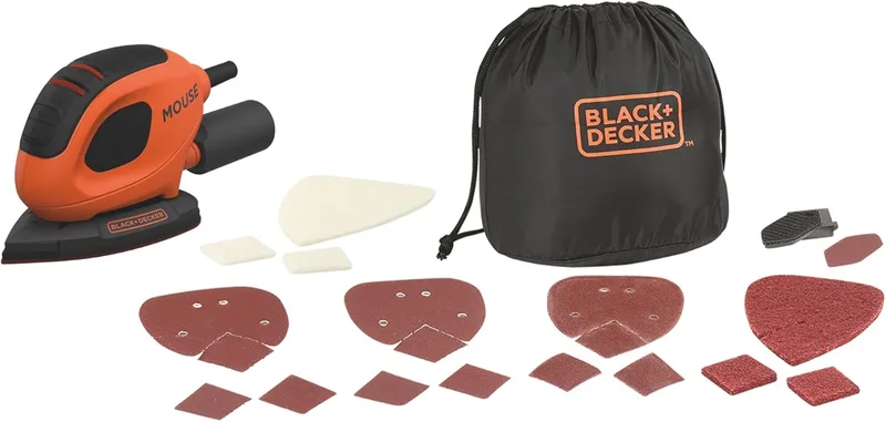 Black+Decker ▫️ Lixadeira compacta para detalhes de 55 W com 10 acessórios e bolsa de transporte, BEW230BCA-QS
