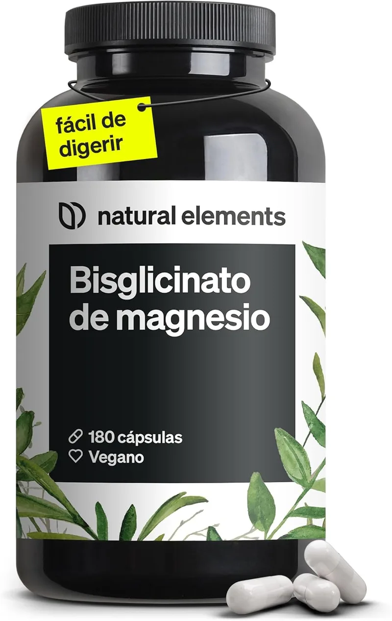 natural elements ▫️ Glicinato de magnésio - 300 mg de magnésio elementar/dose diária - 2 meses de fornecimento com 180 cápsulas - magnésio quelatado - amigo do estômago, vegan, dosagem elevada