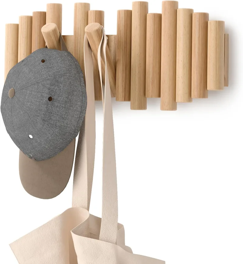 Umbra ▫️ Picket Wall Hanger com 5 ganchos amovíveis, Natural