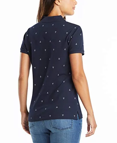 Nautica ▫️ Polo em algodão elástico com gola em V às riscas e corte clássico - Polo para mulher 3