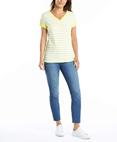 Nautica ▫️ Camisola de algodão elástico supermacio com riscas e decote em V Easy Comfort para mulher 2