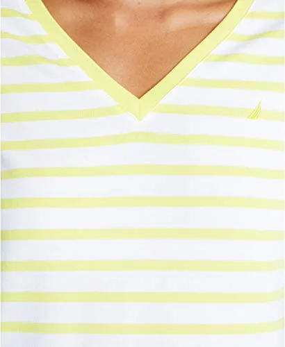 Nautica ▫️ Camisola de algodão elástico supermacio com riscas e decote em V Easy Comfort para mulher 5