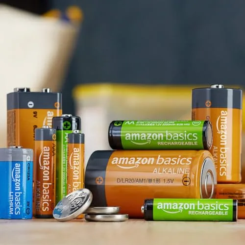 Amazon Basics ▫️ embalagem com 24 pilhas AA NiMH recarregáveis, 2400 mAh, 1,2 V, recarregáveis até 400 vezes, pré-carregadas 4
