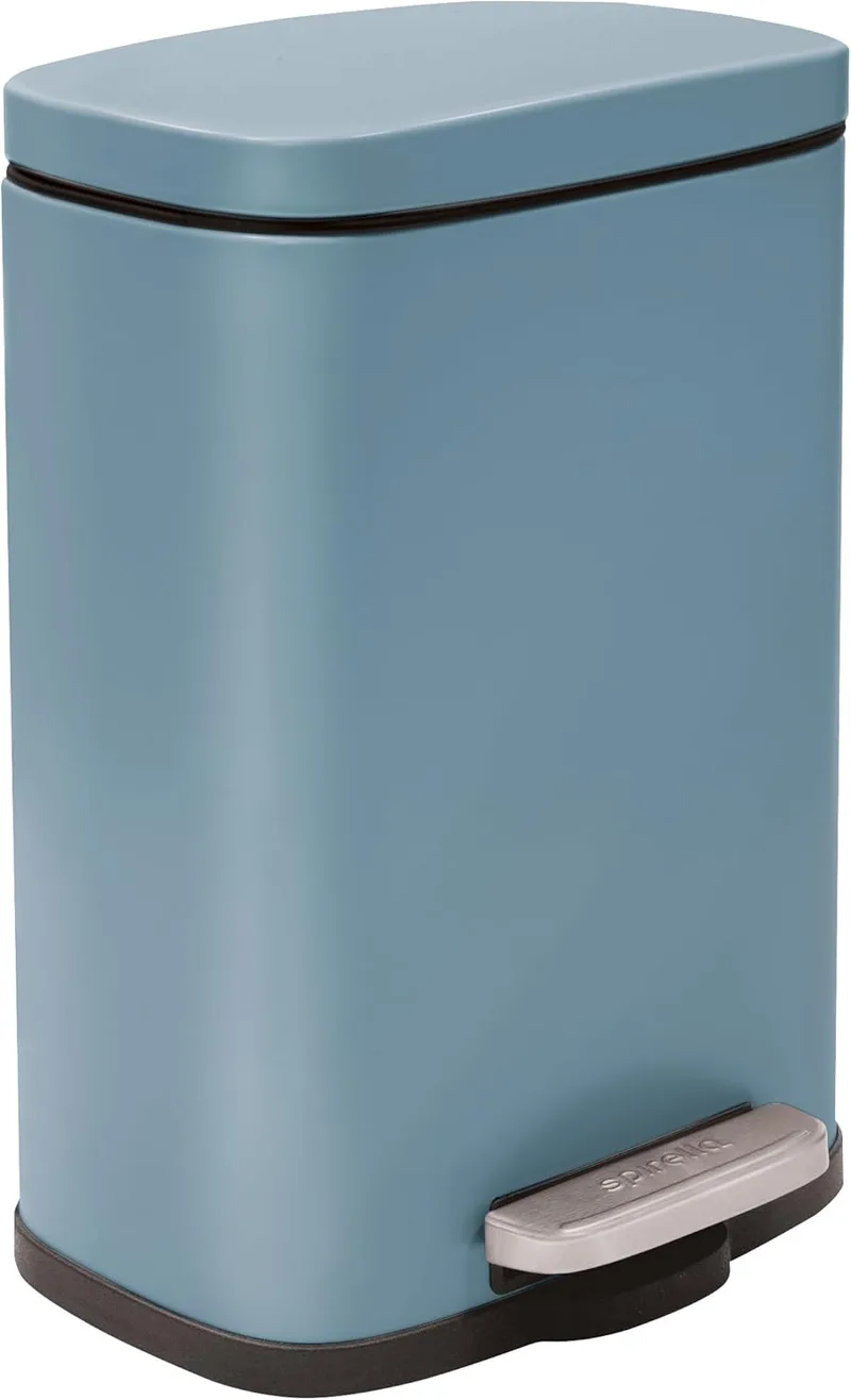 Spirella ▫️ AKIRA Balde do lixo com pedal para casa de banho - Aço inoxidável - Silencioso, fácil de fechar - Azul mate - 5 L
