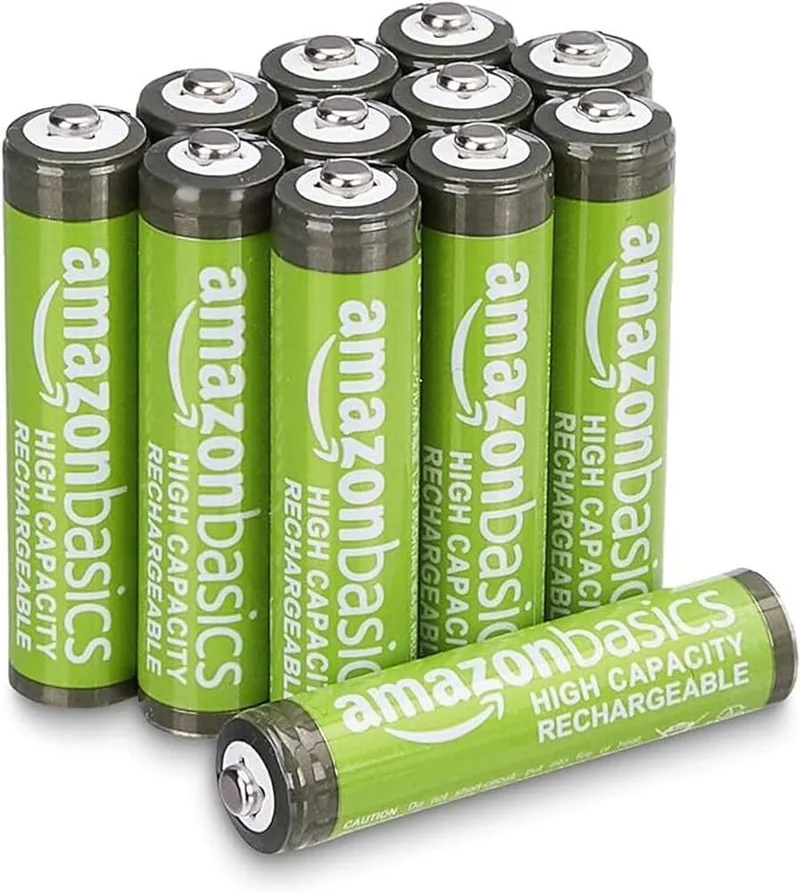 Amazon Basics ▫️ embalagem de 12 pilhas AAA NiMH recarregáveis de alta capacidade, 850 mAh, 1,2 V, recarregáveis até 500 vezes, pré-carregadas