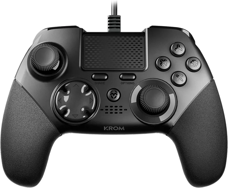 KROM ▫️ KAISER - Gamepad com fios para PC, PS3 e PS4, joysticks e gatilhos analógicos, sticks traseiros configuráveis, design de corrida