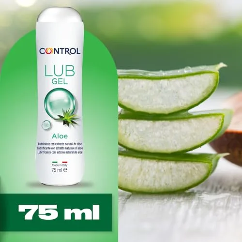 CONTROL ▫️ Lub Aloe - Gel lubrificante com extrato natural de aloé vera e aroma a jasmim - 75 mililitros - Base aquosa - Hipoalergénico - Sem açúcar - Não mancha - Transparente 2