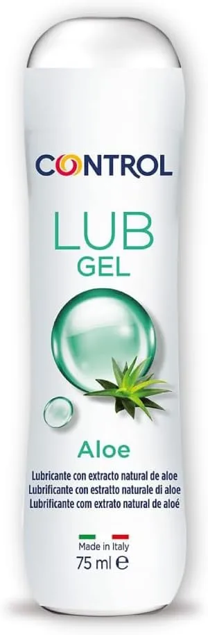 CONTROL ▫️ Lub Aloe - Gel lubrificante com extrato natural de aloé vera e aroma a jasmim - 75 mililitros - Base aquosa - Hipoalergénico - Sem açúcar - Não mancha - Transparente