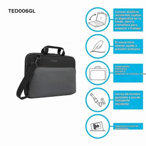 Targus ▫️ Bolsa Work-in Essentials para Chromebook de 11,6", mala para portátil com interior macio, mala profissional, bolsa protetora – Preto/Cinzento, TED006GL 4