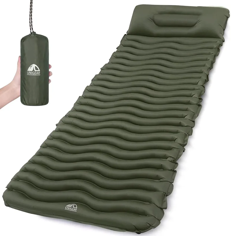 Unigear ▫️ Colchão de Campismo Inflável Ultraleve para Dormir ao Ar Livre | Colchão resistente, leve e portátil, que oferece uma superfície confortável para dormir na praia, em viagens, acampamentos e excursões