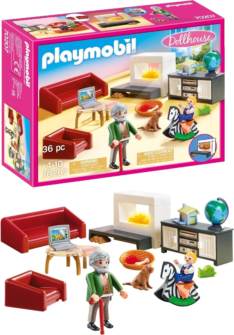 PLAYMOBIL ▫️ Casa de Bonecas 70207 Sala de Estar, com Efeitos de Luz, A partir dos 4 anos