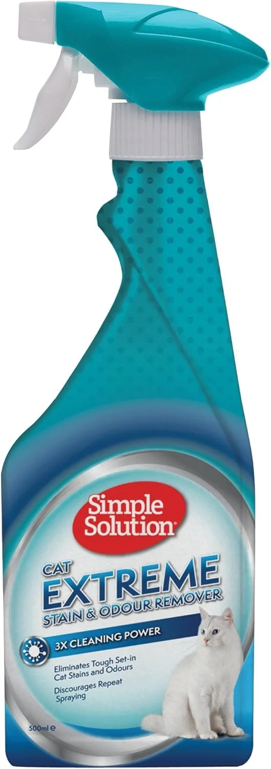 Simple Solution ▫️ Extreme, Removedor de Manchas e Odores de Gatos, Limpador Enzimático com Poder de Limpeza 3X Pro-Bactérias - 4 x Embalagem (2Ltr)