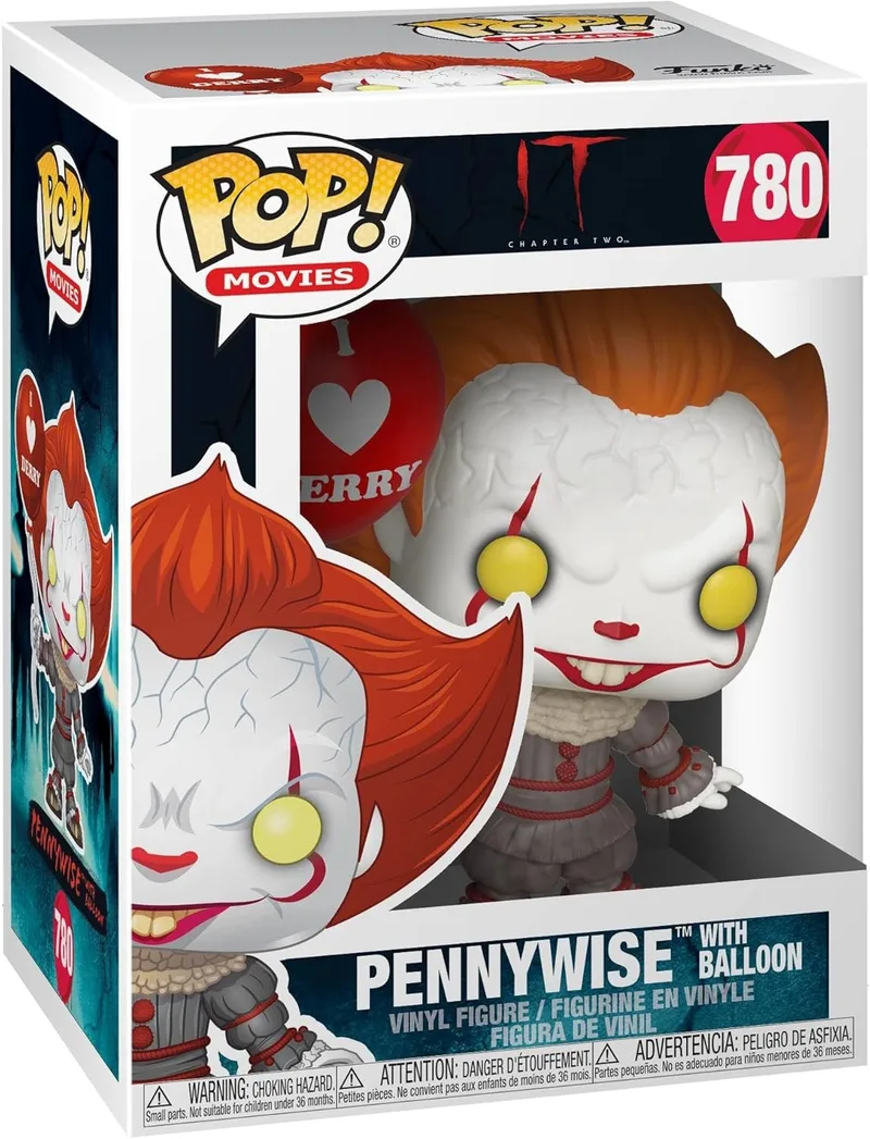Funko ▫️ Pop! Movies: IT: Capítulo 2 - Pennywise com balão - Figura de vinil colecionável - Ideia para presente - Produtos oficiais - Brinquedos para crianças e adultos - Fãs de filmes