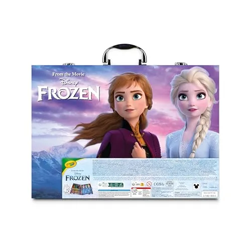 CRAYOLA ▫️ Maleta de materiais de pintura para crianças com o tema Frozen II, kit de pintura com lápis, lápis de cera, marcadores e purpurina, cores variadas, conjunto de mais de 115 unidades, não tóxico, adequado para crianças a partir dos 5 anos 3