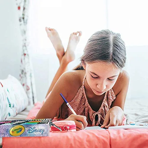 CRAYOLA ▫️ Maleta de materiais de pintura para crianças com o tema Frozen II, kit de pintura com lápis, lápis de cera, marcadores e purpurina, cores variadas, conjunto de mais de 115 unidades, não tóxico, adequado para crianças a partir dos 5 anos 6