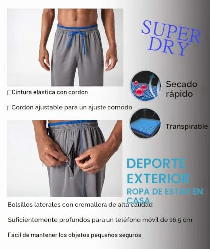 KEFITEVD ▫️ Calças de Caminhada para Homem Calças Respiráveis Calças de Corrida Calças de Exterior Calças Desportivas Leves Bolsos com Fecho de Corrediça 5