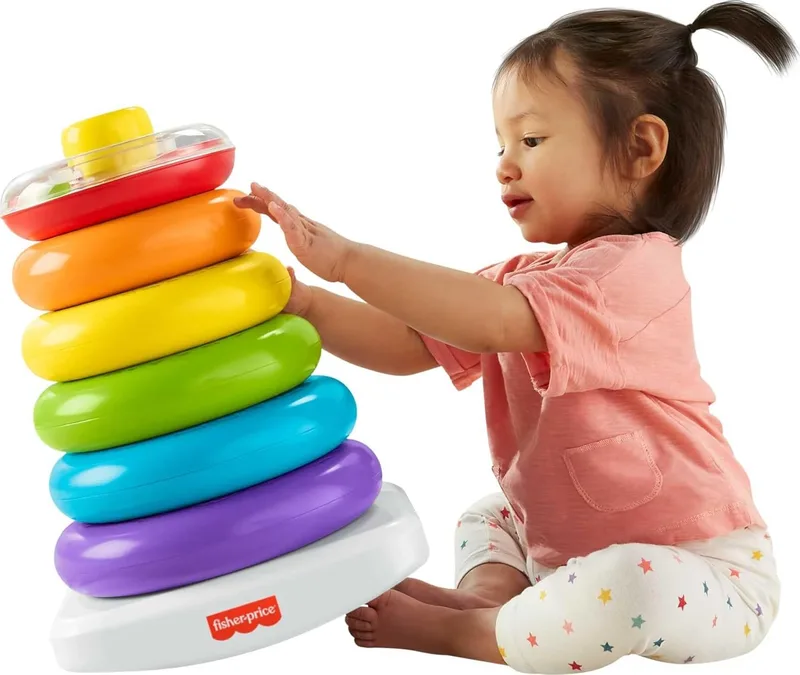 Fisher-Price ▫️ Pirâmide de Equilíbrio Gigante, Pirâmide de Equilíbrio Gigante para crianças +6 meses, Cores sortidas (Mattel GJW15)