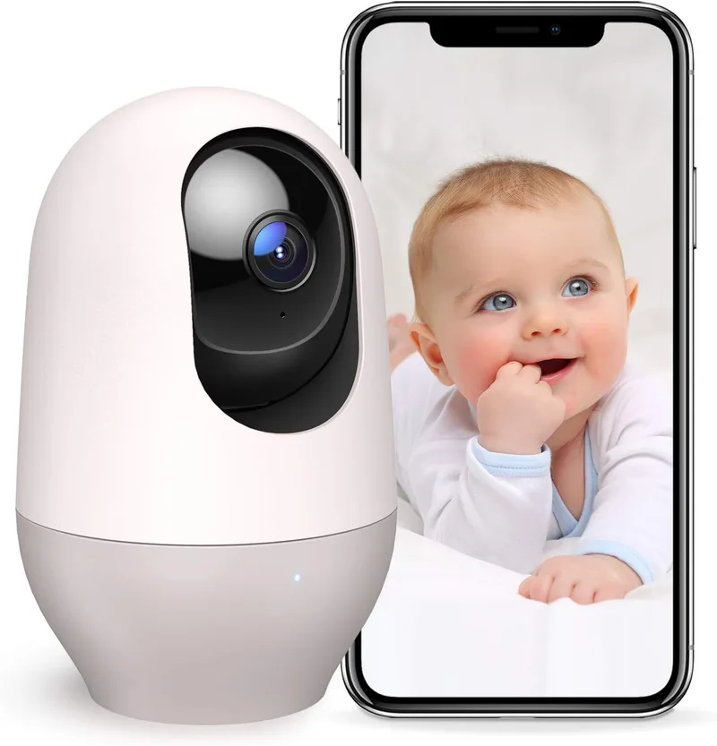 nooie ▫️ Baby Monitor WiFi 360 e aplicação para telemóvel, visão nocturna HD 1080P, rastreio AI, função de intercomunicador, compatível com Alexa e 2,4".