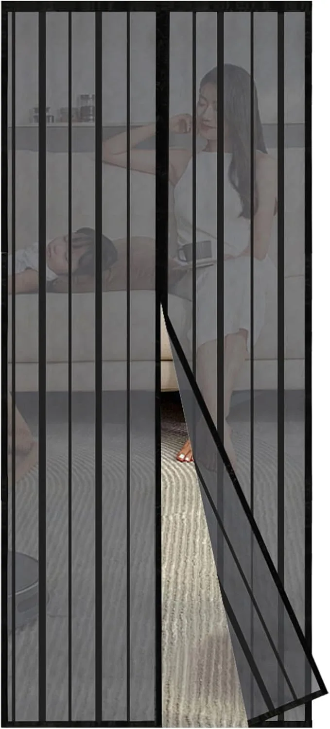 Sekey ▫️ Cortina magnética à prova de mosquitos para varandas, caravanas, portas de ferro e de madeira, auto-ligável, 90x210cm, preto