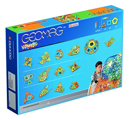 Geomag ▫️ Classic Confetti 68 peças - Construções magnéticas - Brinquedos para crianças a partir dos 3 anos - Fabricado na Suíça - Blocos de construção com 24 varas, 20 bolas e 24 peças planas - Jogos magnéticos STEM 2