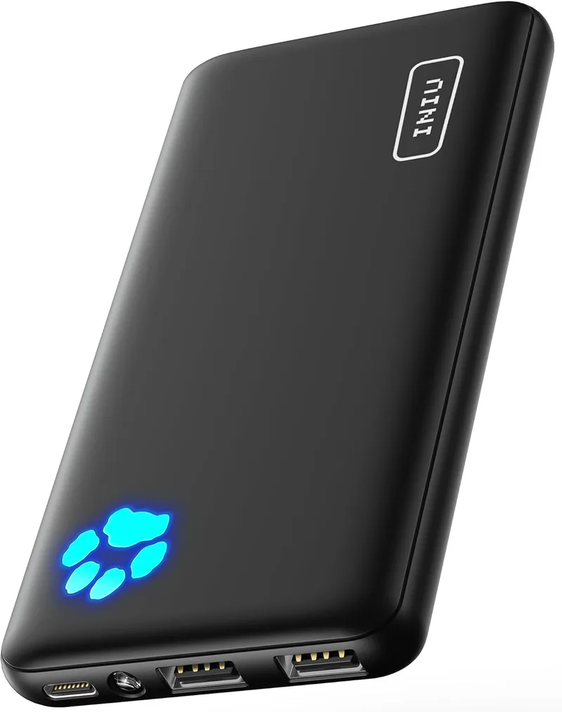 INIU ▫️ Banco de potência bateria externa tripla 3A de alta velocidade 10000mAh mais fina, adequada para avião, essencial para viagens, bateria portátil USB C com lanterna para iPhone 17 16 Samsung S25 Xiaomi iPad etc.