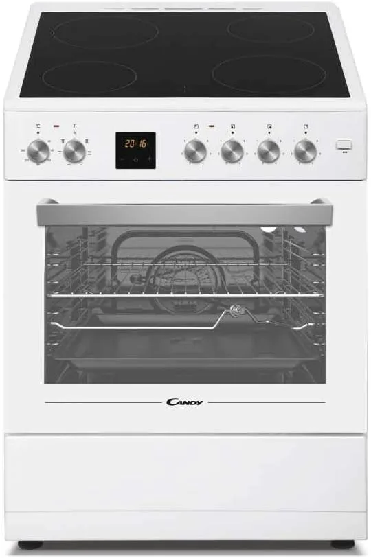 CANDY ▫️ CVE660MW_E - Fogão independente 60cms, placa vitrocerâmica de 4 zonas e forno elétrico 60L, classe A, cor branca