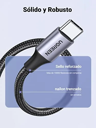 UGREEN ▫️ Cabo USB-C de carregamento rápido QC3.0 3A 480 Mbps com trança de nylon (0,5 m, 1 embalagem) 4