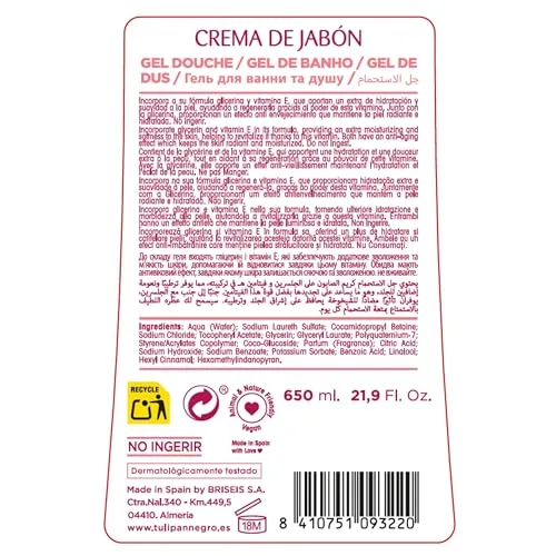 TULIPAN NEGRO ▫️ Tulipán Negro - Gel de Banho com Creme de Sabão, Limpeza Suave e Nutritiva, Gel de Banho Hidratante para Uso Diário, 650 ml 3
