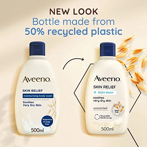 Aveeno ▫️ Skin Relief, gel de banho, acalma a pele muito seca, 500 ml (embalagem de 1), 4