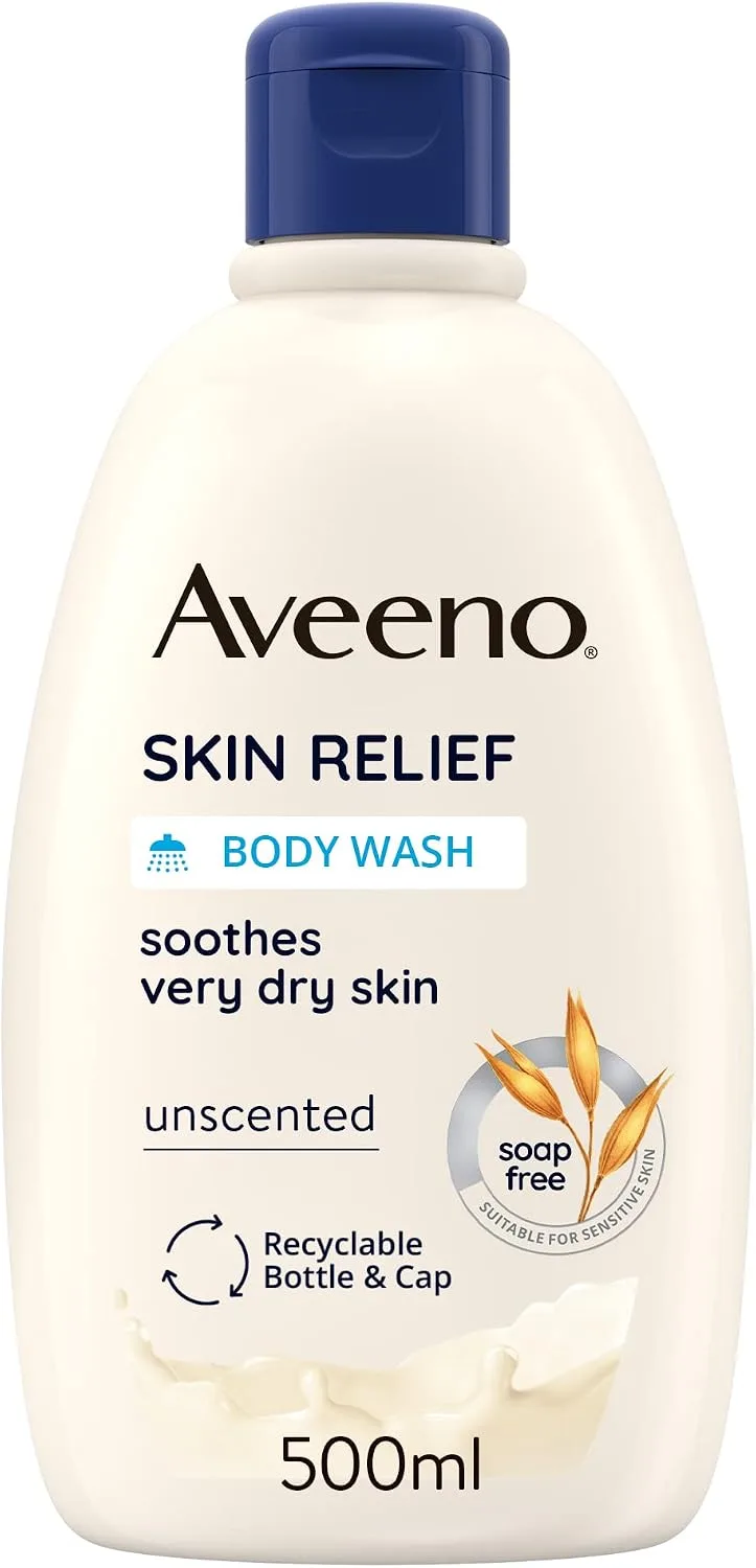 Aveeno ▫️ Skin Relief, gel de banho, acalma a pele muito seca, 500 ml (embalagem de 1),