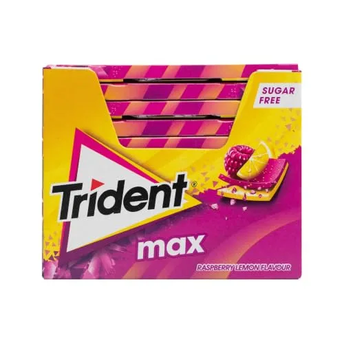 Trident ▫️ Pastilhas elásticas com sabor a framboesa e limão, sem açúcar, embalagem de 12 unidades 3