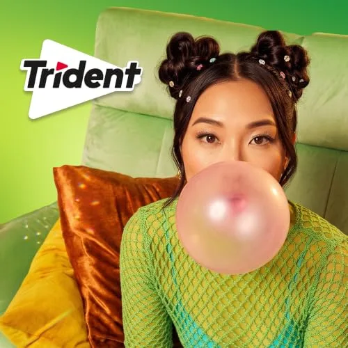 Trident ▫️ Pastilhas elásticas com sabor a framboesa e limão, sem açúcar, embalagem de 12 unidades 6
