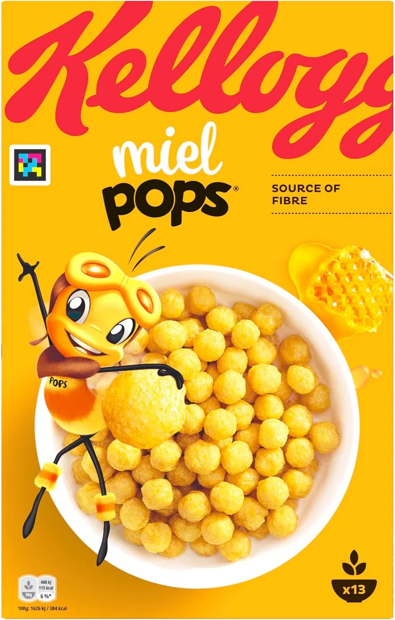 Kellogg's ▫️ Miel Pops - Cereais de arroz tufado com sabor a mel - Embalagem de 400 g