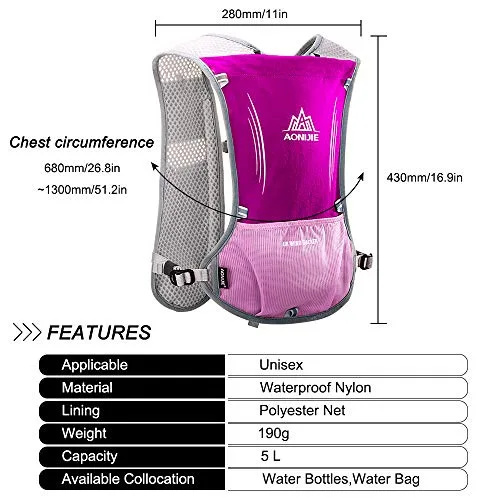 HINATAA ▫️ Mochila de hidratação leve, 5 L, 190 g, para homem e mulher, ciclismo, corrida, escalada, caminhadas 5