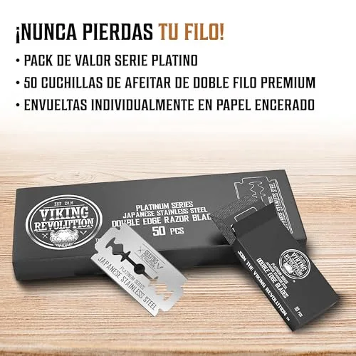 SHAVING REVOLUTION ▫️ 50 Lâminas de barbear de duplo fio – Lâminas de aço inoxidável japonês – Clássicas para um barbear suave e preciso. 2