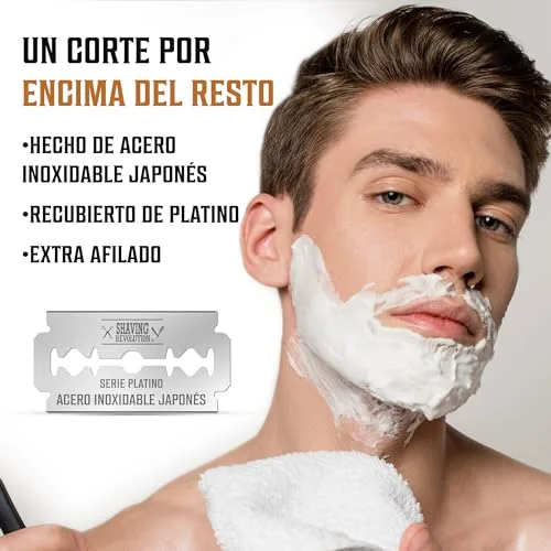 SHAVING REVOLUTION ▫️ 50 Lâminas de barbear de duplo fio – Lâminas de aço inoxidável japonês – Clássicas para um barbear suave e preciso. 3