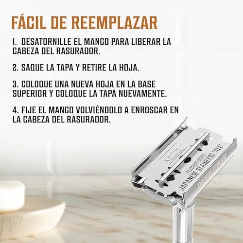 SHAVING REVOLUTION ▫️ 50 Lâminas de barbear de duplo fio – Lâminas de aço inoxidável japonês – Clássicas para um barbear suave e preciso. 5