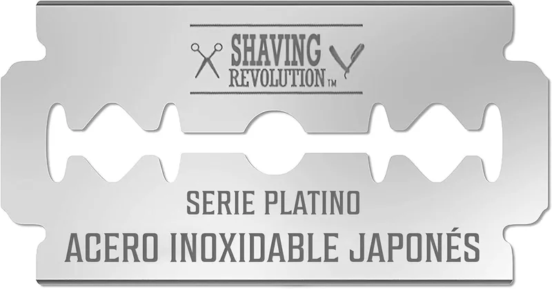 SHAVING REVOLUTION ▫️ 50 Lâminas de barbear de duplo fio – Lâminas de aço inoxidável japonês – Clássicas para um barbear suave e preciso.