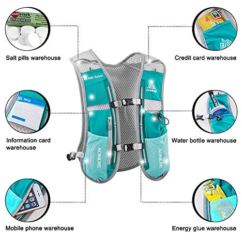 HINATAA ▫️ Mochilas de hidratação, colete de hidratação multifunções de 5 L, coletes de hidratação superleves e respiráveis, mochila de hidratação ajustável, para caminhadas 3