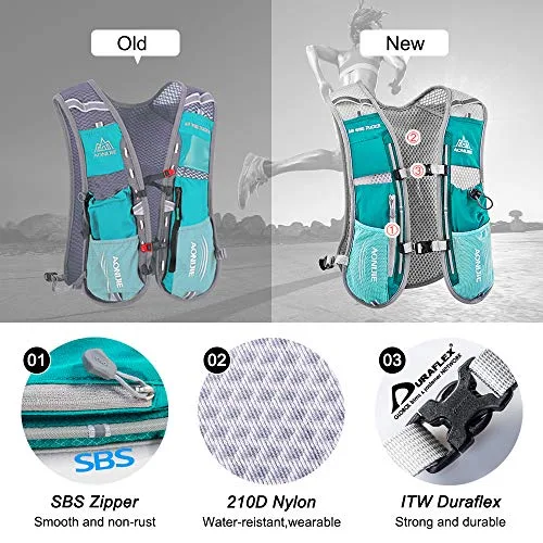 HINATAA ▫️ Mochilas de hidratação, colete de hidratação multifunções de 5 L, coletes de hidratação superleves e respiráveis, mochila de hidratação ajustável, para caminhadas 4