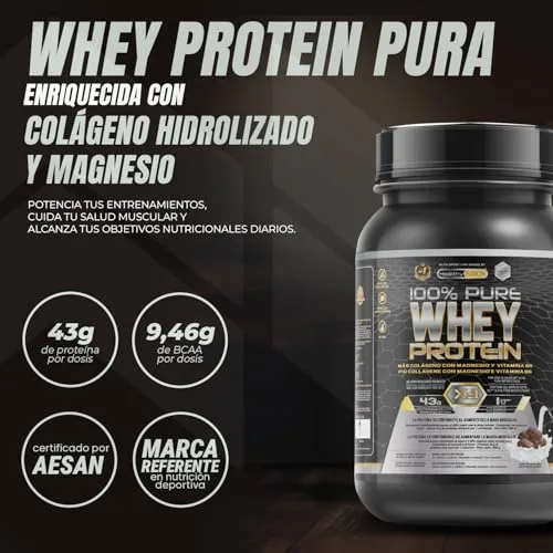 Healthy FUSION ▫️ Whey Protein | Proteína de soro de leite pura com colagénio + magnésio | Melhora os teus treinos | Protege e aumenta a massa muscular | 1000 g de proteína (chocolate) 2