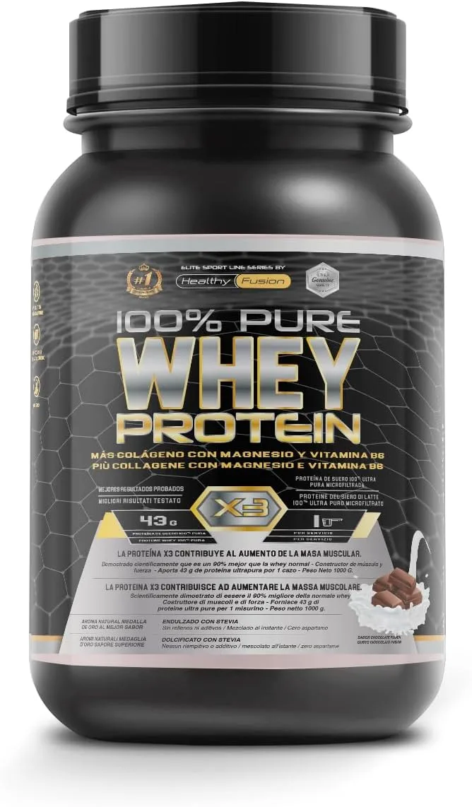 Healthy FUSION ▫️ Whey Protein | Proteína de soro de leite pura com colagénio + magnésio | Melhora os teus treinos | Protege e aumenta a massa muscular | 1000 g de proteína (chocolate)