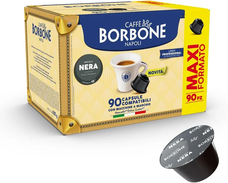 Caffè Borbone ▫️ Mistura de Café Preto - 90 cápsulas - Compatíveis com máquinas de café Nescafé®* Dolce Gusto®*