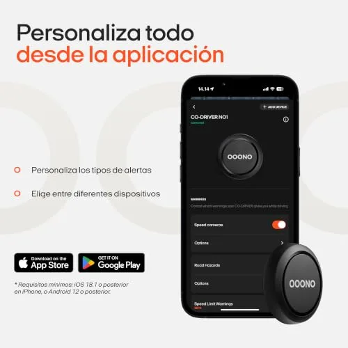 OOONO ▫️ Co-Driver 1 – Alertas de perigo em tempo real | Sem subscrição | Bateria de lítio de 3 V de longa duração | Compatível com Apple CarPlay e Android Auto 7