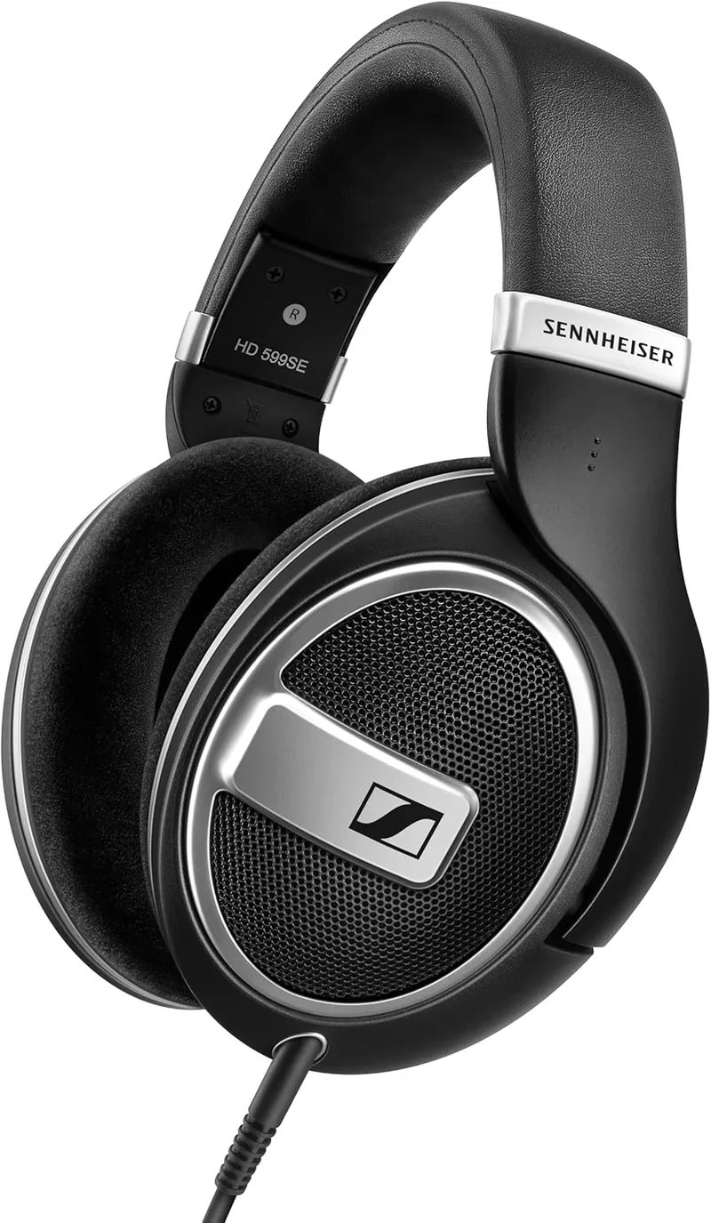 Sennheiser ▫️ HD 599 - Auscultadores abertos, Edição especial, Refinamento acústico ergonómico (E.A.R.), com almofadas macias e substituíveis, preto, com fios